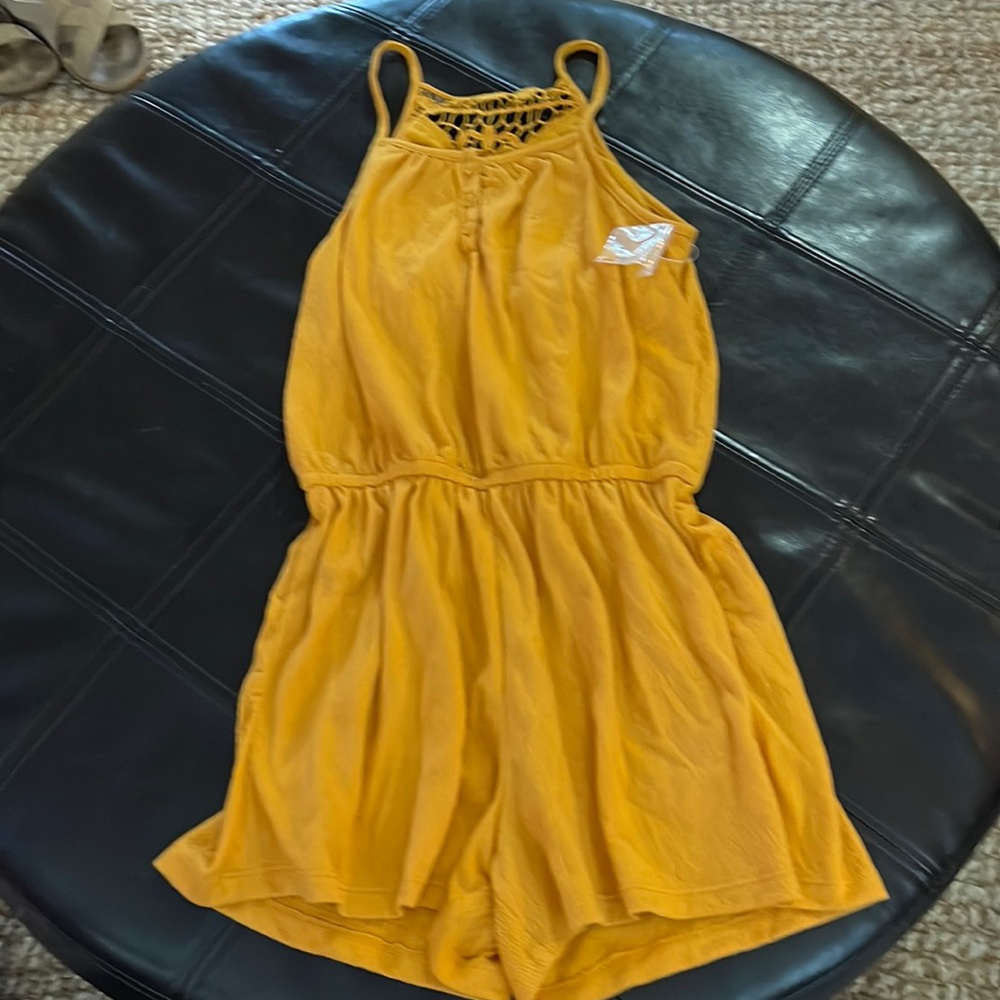 Mustard shorts romper- new